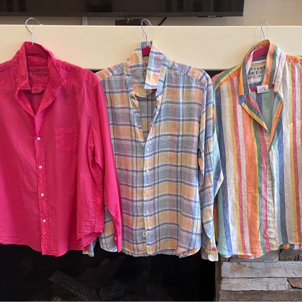 Frank & Eileen Pink, Plaid, and Striped Women's Button Down Shirts Bundle
